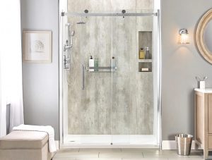 Picture of a beautiful shower that was recently installed in a bathroom.